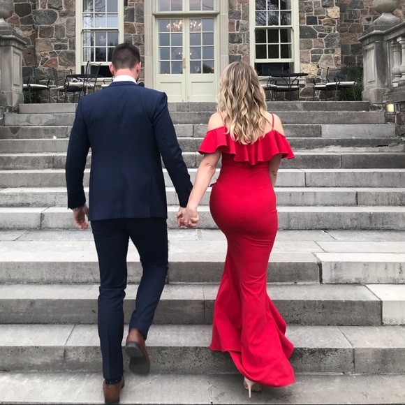 Betsy and Adam Red Ruffle Gown - Picture 7 of 7